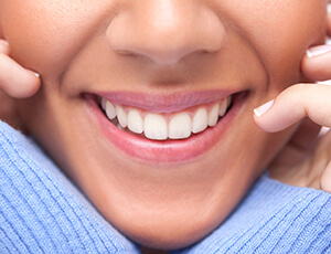 Closeup of bright white smile