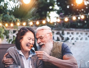 Older couple enjoying a meal together