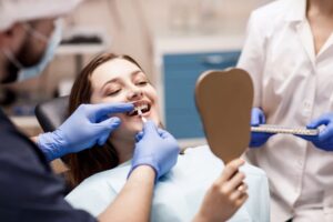 Patient having cosmetic dentistry done.